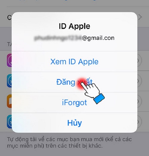 Đăng xuất tài khoản và đăng nhập lại tài khoản Apple ID