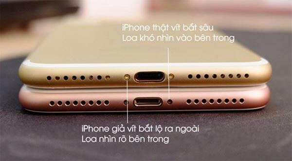 iPhone 7 Plus thật với phần loa và đinh vít được thiết kế và gia công tỉ mỉ