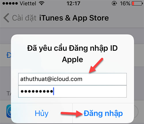 Đăng nhập tài khoản ID Apple trên thiết bị iPhone/iPad