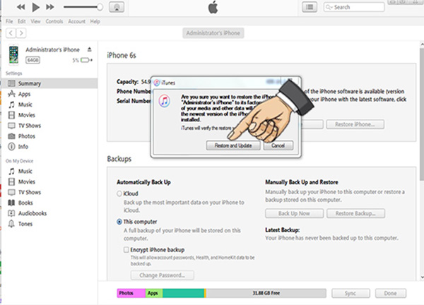 Cách chạy lại phần mềm iPhone bằng iTunes