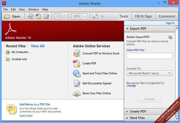 Phần mềm đọc file PDF Adobe Reader